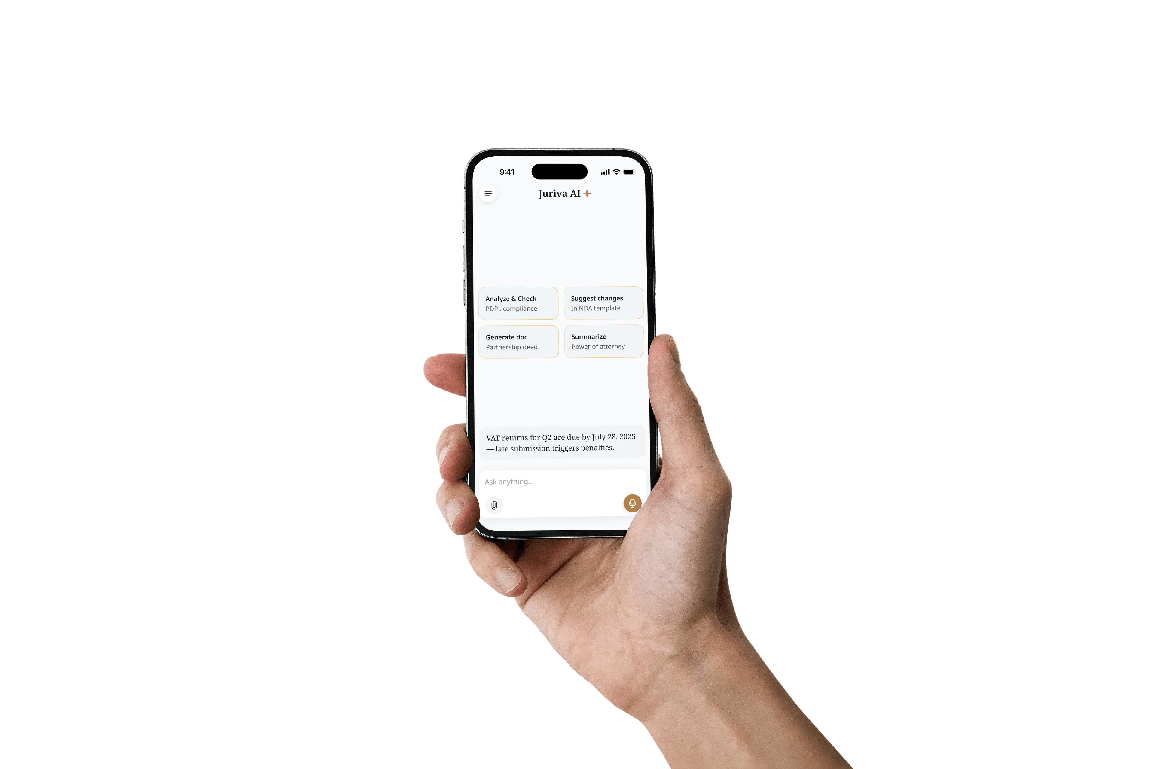 Juriva AI app on iPhone